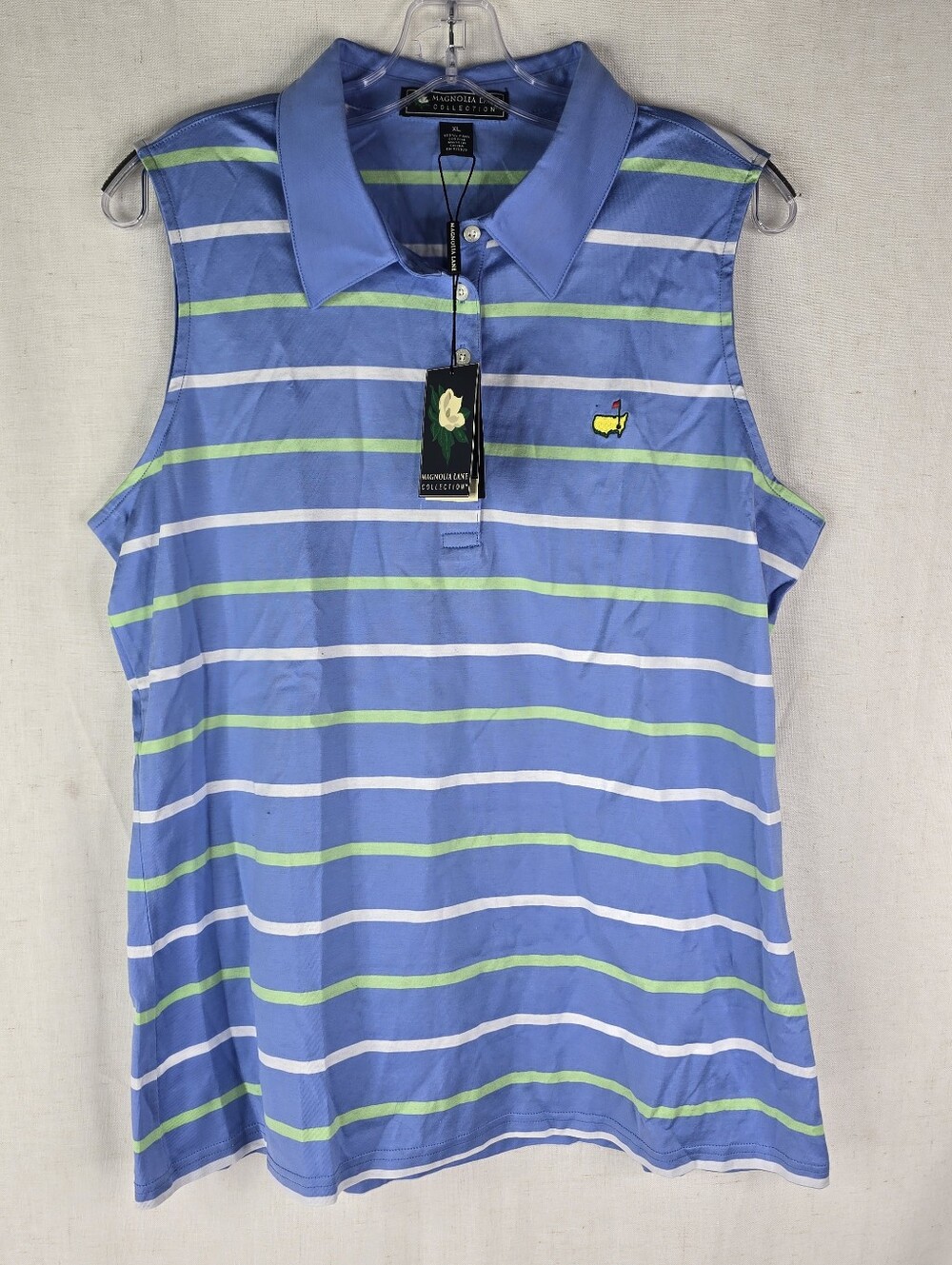 Magnolia Lane Masters Polo Womens XL Sleeveless Pima Cotton Blue Golf Shirt